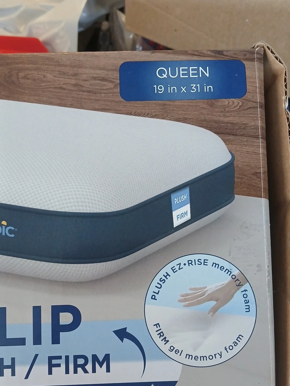 Dual Comfort Gel Memory Foam Cool Bed Pillow - White/Blue